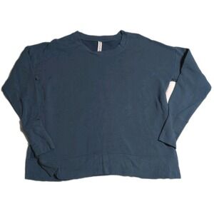 Athleta Women's Cropped Sweatshirt Blue Long Sleeve Crewneck Size L‎